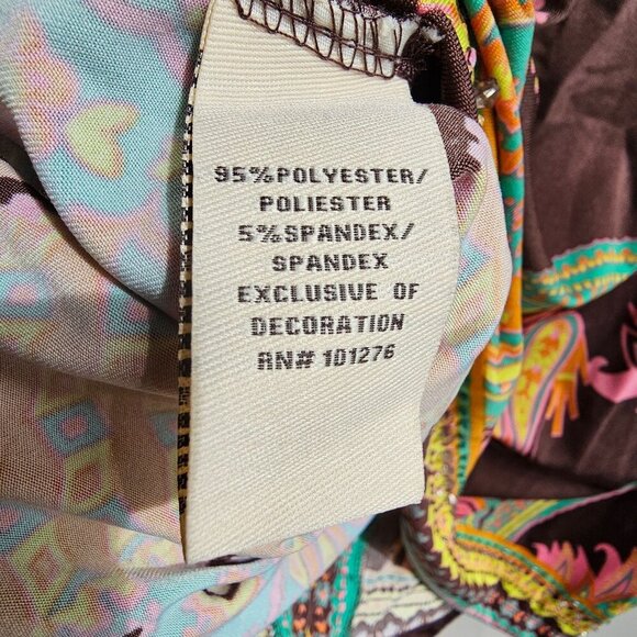 NWT Eci New York Paisley Print Short Sleeve Dress, Boho Hippy, Size Medium - Picture 5 of 14